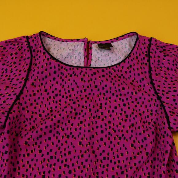 Patterned Pink Short Sleeve Blouse, S - Picture 2 of 4